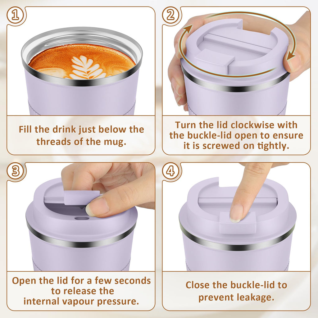 KETIEE Coffee Mug to Go – 380ml Double-Walled Vacuum Insulated Travel Mug | Leak-Proof Lid | Grass Green