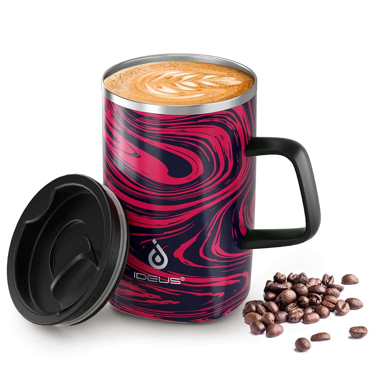 Ideus 16oz Insulated Coffee Mug with Handle – Leopard Black