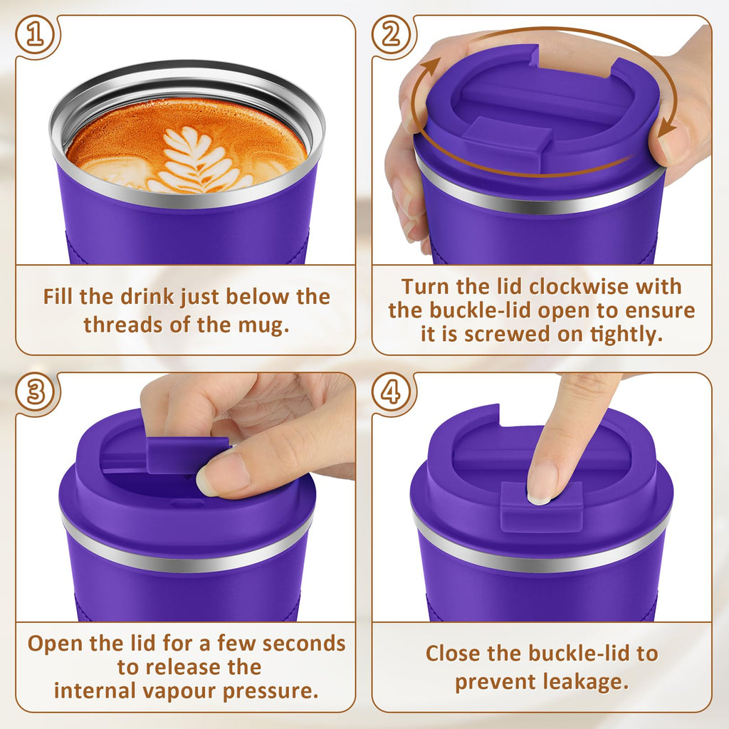 KETIEE Coffee Mug to Go – 380ml Double-Walled Vacuum Insulated Travel Mug | Leak-Proof Lid | Grass Green