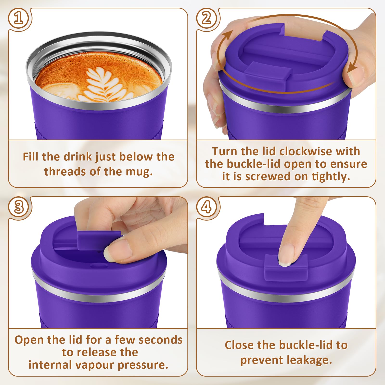 KETIEE Coffee Mug to Go – 380ml Double-Walled Vacuum Insulated Travel Mug | Leak-Proof Lid | Grass Green