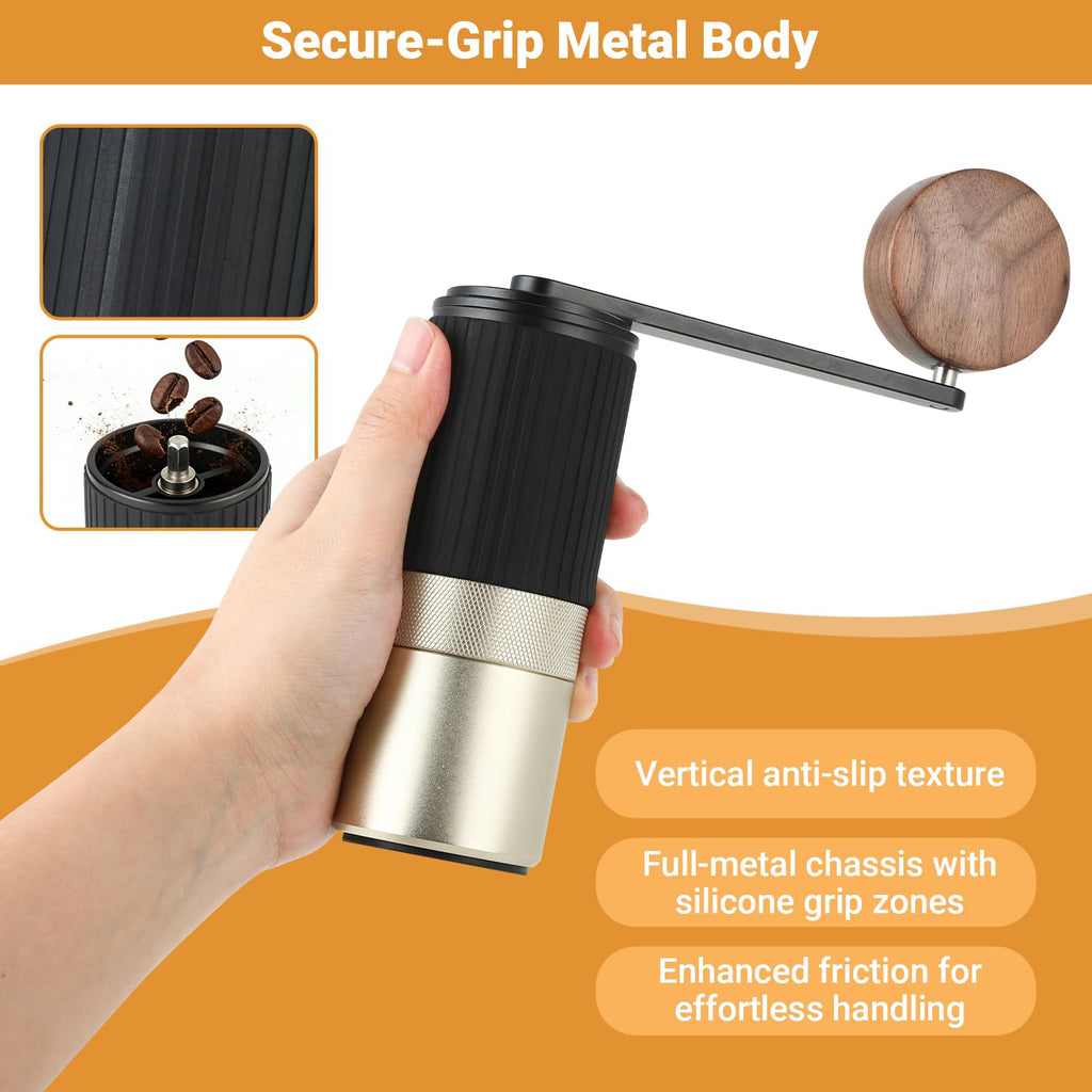 ISHEWUDU Manual Coffee Grinder, Coffee Grinder Manual with Stainless Steel Conical Burr, Hand Coffee Grinder Portable and Small Coffee Bean Grinder for Espresso to French Press