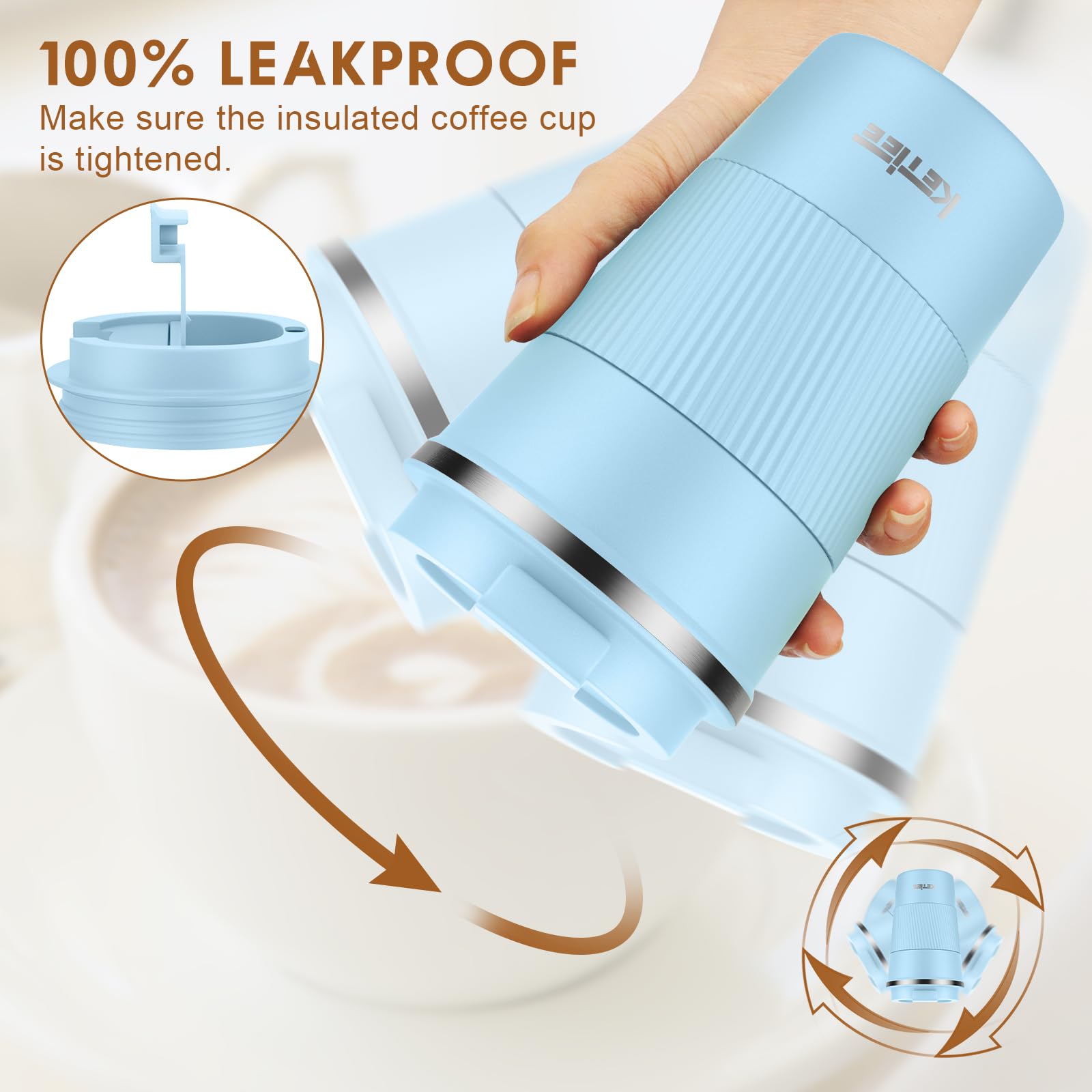 KETIEE Coffee Mug to Go – 380ml Double-Walled Vacuum Insulated Travel Mug | Leak-Proof Lid | Grass Green