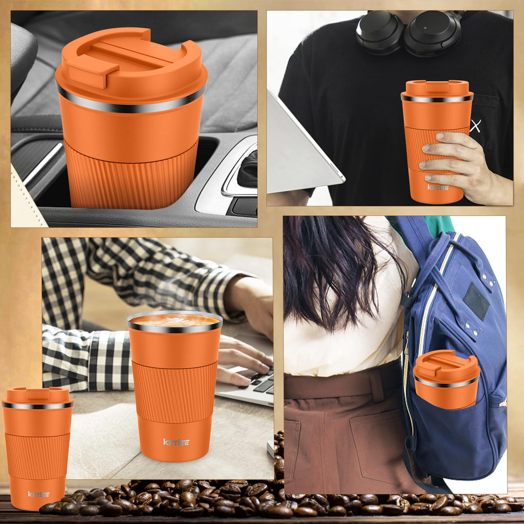 KETIEE Coffee Mug to Go – 380ml Double-Walled Vacuum Insulated Travel Mug | Leak-Proof Lid | Grass Green
