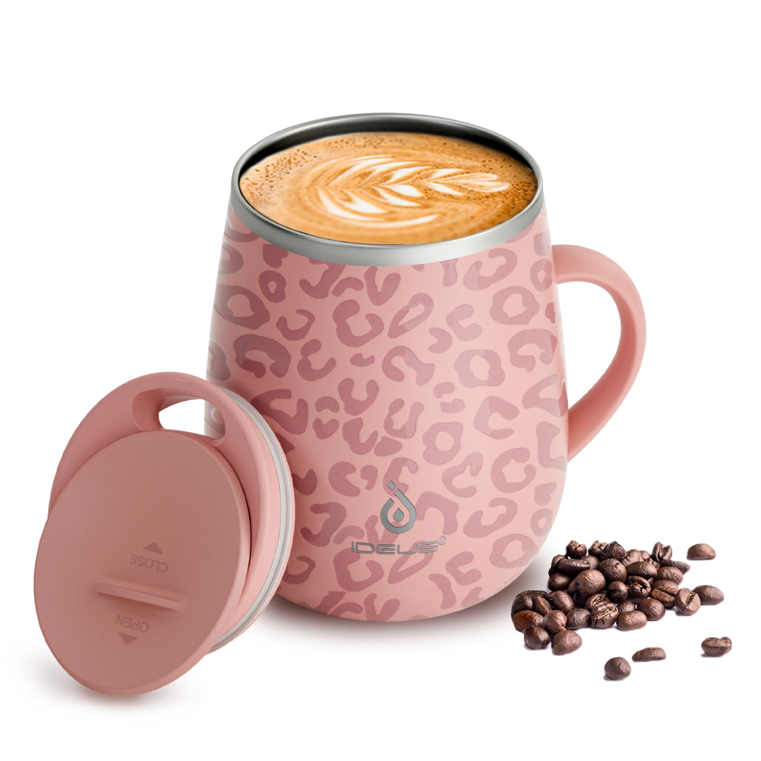 Ideus 16oz Insulated Coffee Mug with Handle – Leopard Black