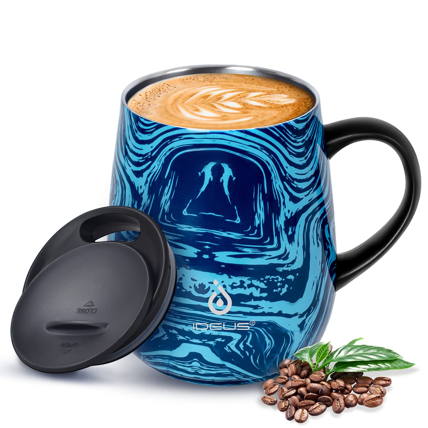 Ideus 16oz Insulated Coffee Mug with Handle – Leopard Black