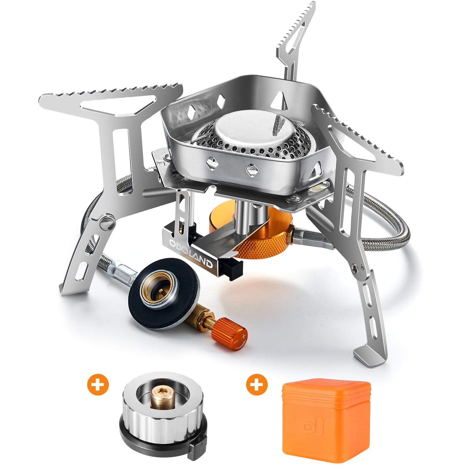 Odoland 3500W Windproof Camping Gas Stove Portable Collapsible Outdoor Camping Stove with Piezo Ignition Backpacking Stove for Outdoor Cooking Hiking Picnic and Trekking