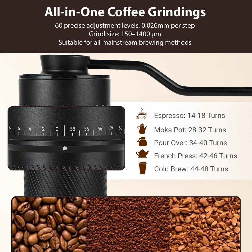 ISHEWUDU Manual Coffee Grinder, Coffee Grinder Manual with Stainless Steel Conical Burr, Hand Coffee Grinder Portable and Small Coffee Bean Grinder for Espresso to French Press