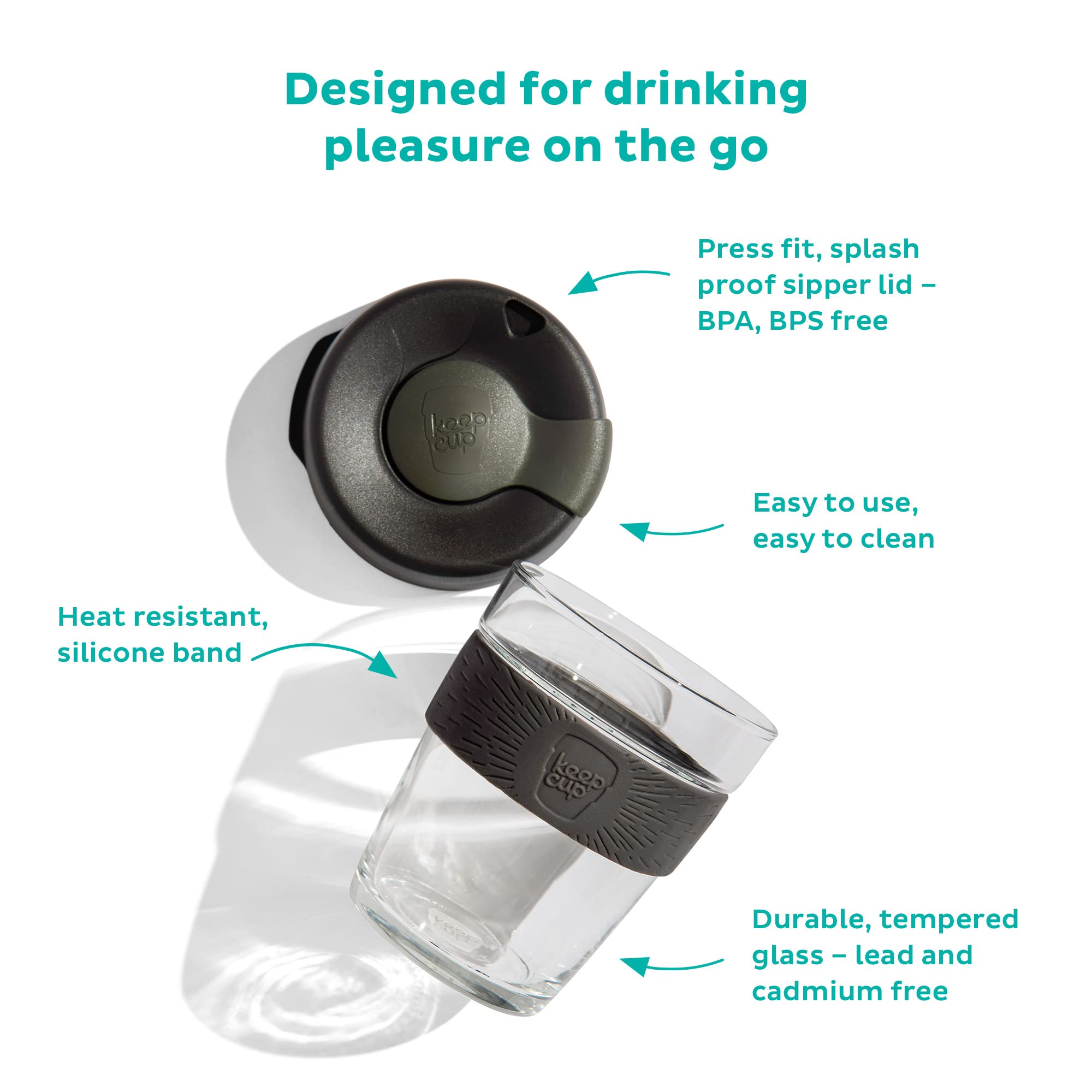 KeepCup Brew Reusable Coffee Cup | Tempered Glass & Splashproof Lid
