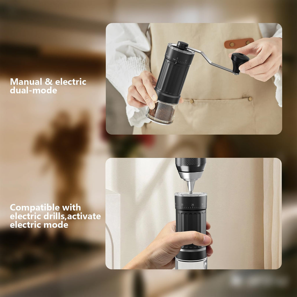 Manual Coffee Grinder 30g Capacity, Coffee Bean Hand Grinder with 40 Adjustable Settings for French Press, Drip, Espresso, Moka pots