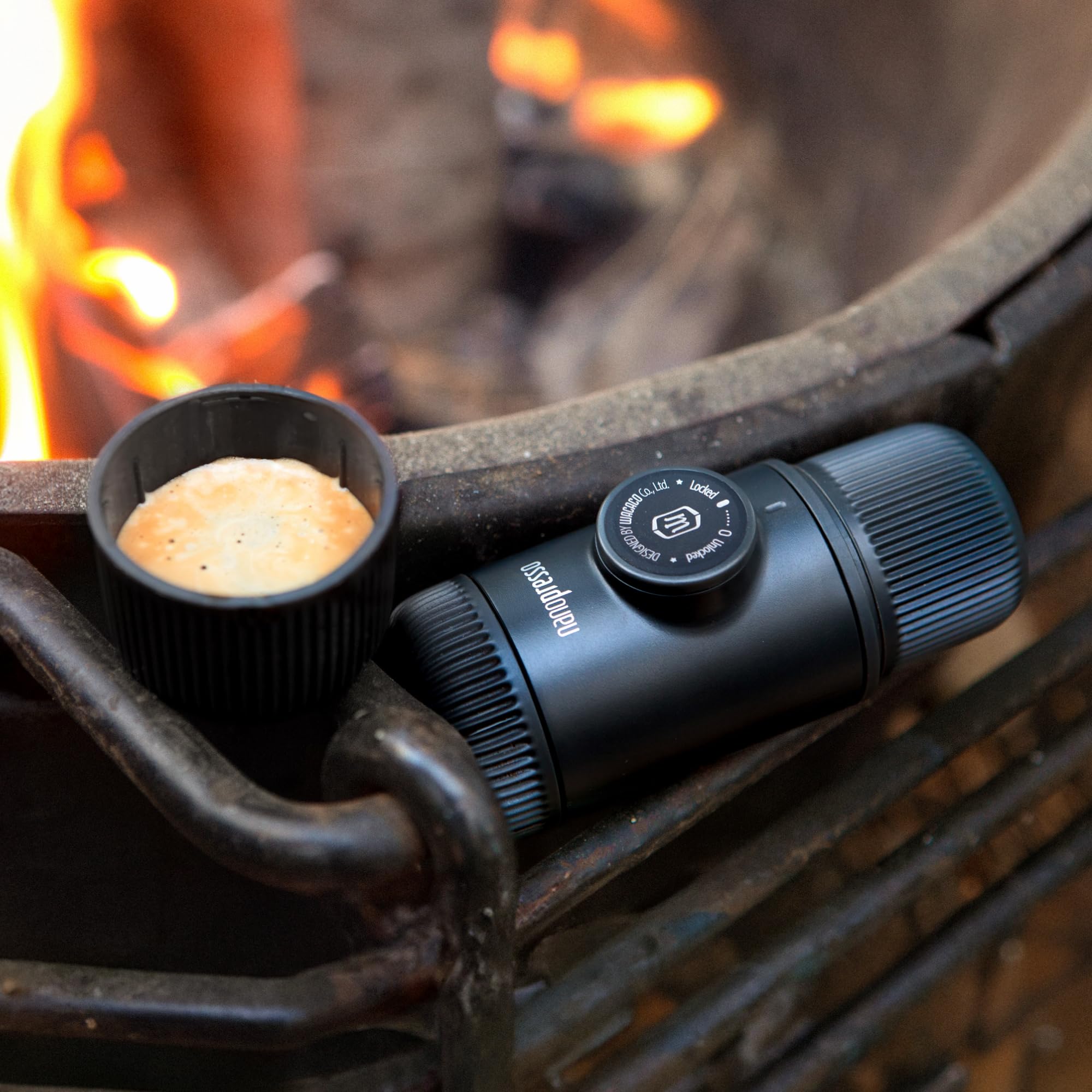 WACACO Nanopresso Portable Espresso Maker, Upgrade Version of Minipresso, 18 Bar Pressure, Yellow Patrol Edition, Small Travel Coffee Maker, Manually Operated, Compatible with Ground Coffee