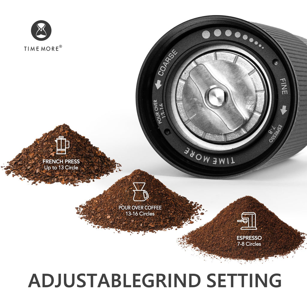 TIMEMORE Chestnut C3S Pro Manual Coffee Grinder, Premium Integrated All-Metal Design, Portable Hand Coffee Grinder with Foldable Handle, Suitable for Espresso to French Press, Black