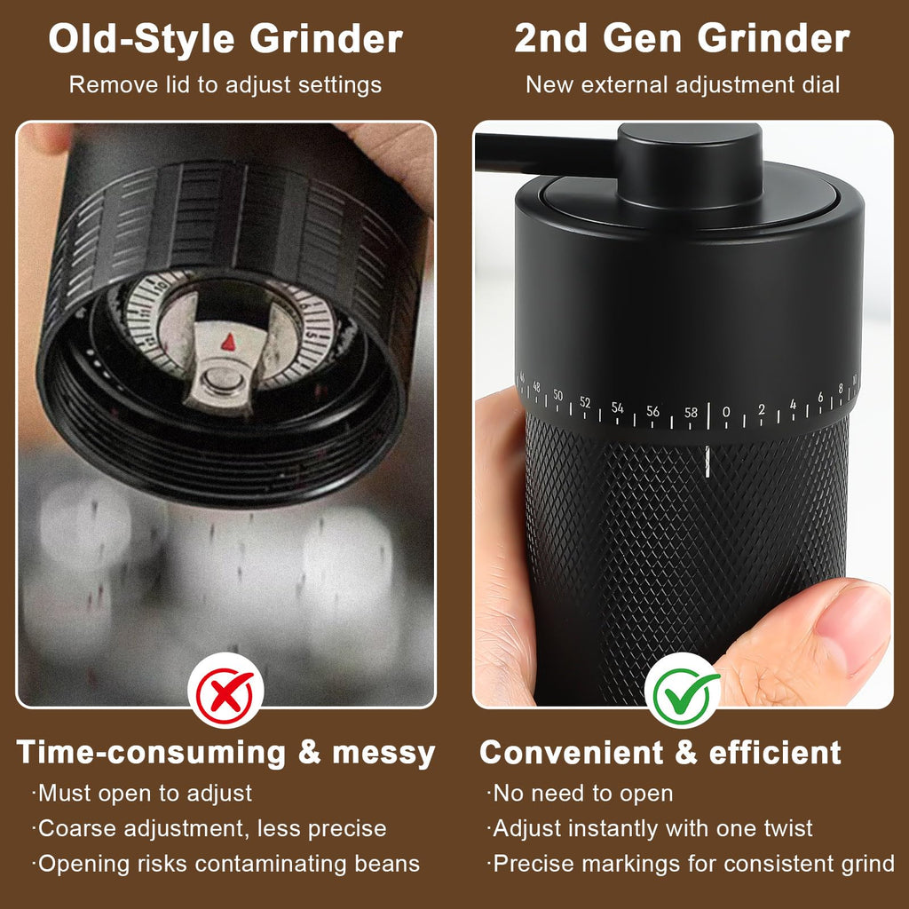 ISHEWUDU Manual Coffee Grinder, Coffee Grinder Manual with Stainless Steel Conical Burr, Hand Coffee Grinder Portable and Small Coffee Bean Grinder for Espresso to French Press