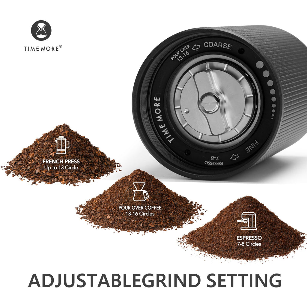 TIMEMORE Chestnut C3S Pro Manual Coffee Grinder, Premium Integrated All-Metal Design, Portable Hand Coffee Grinder with Foldable Handle, Suitable for Espresso to French Press, Black