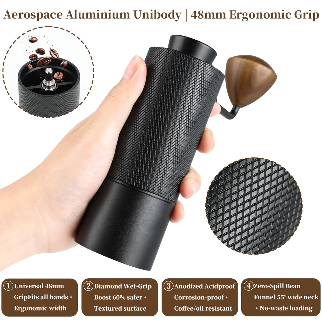 ISHEWUDU Manual Coffee Grinder, Coffee Grinder Manual with Stainless Steel Conical Burr, Hand Coffee Grinder Portable and Small Coffee Bean Grinder for Espresso to French Press