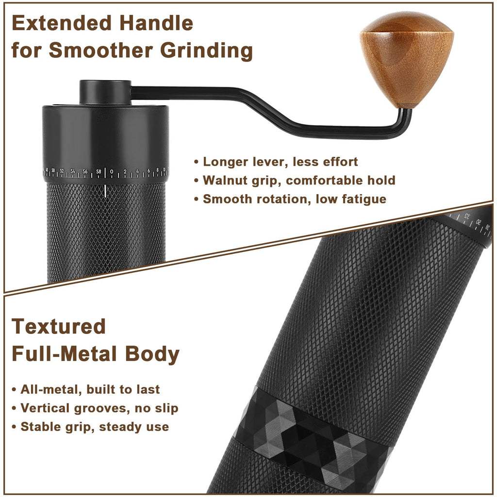 ISHEWUDU Manual Coffee Grinder, Coffee Grinder Manual with Stainless Steel Conical Burr, Hand Coffee Grinder Portable and Small Coffee Bean Grinder for Espresso to French Press