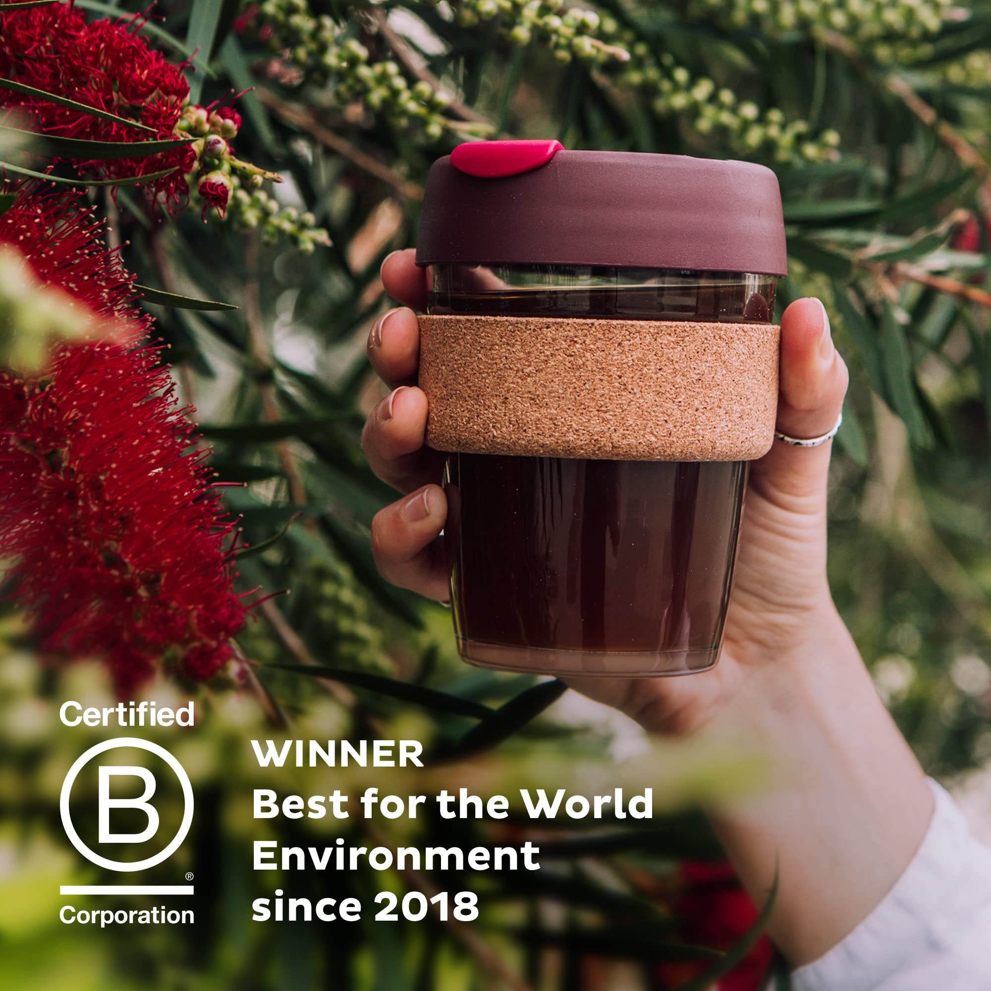 KeepCup Brew Cork - Reusable Coffee Cup Tempered Glass and Natural Cork, Extra Small 6oz/177ml - Daybreak