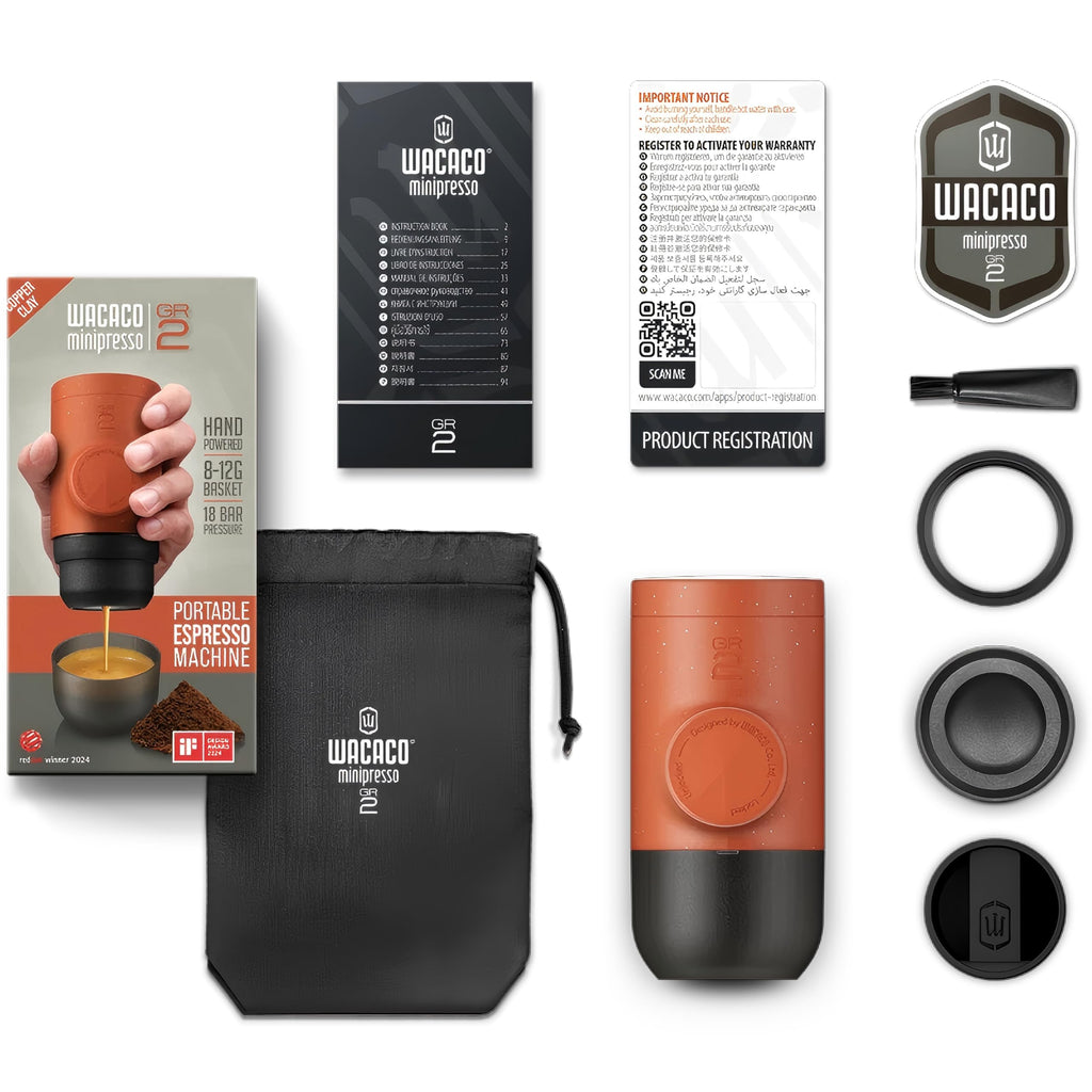 WACACO Portable Coffee Maker for Outdoor Compatible Ground Coffee, Manually Operated Espresso Maker, Espresso Machine Coffee On The Go, Ultra-Small (Gray Olive)