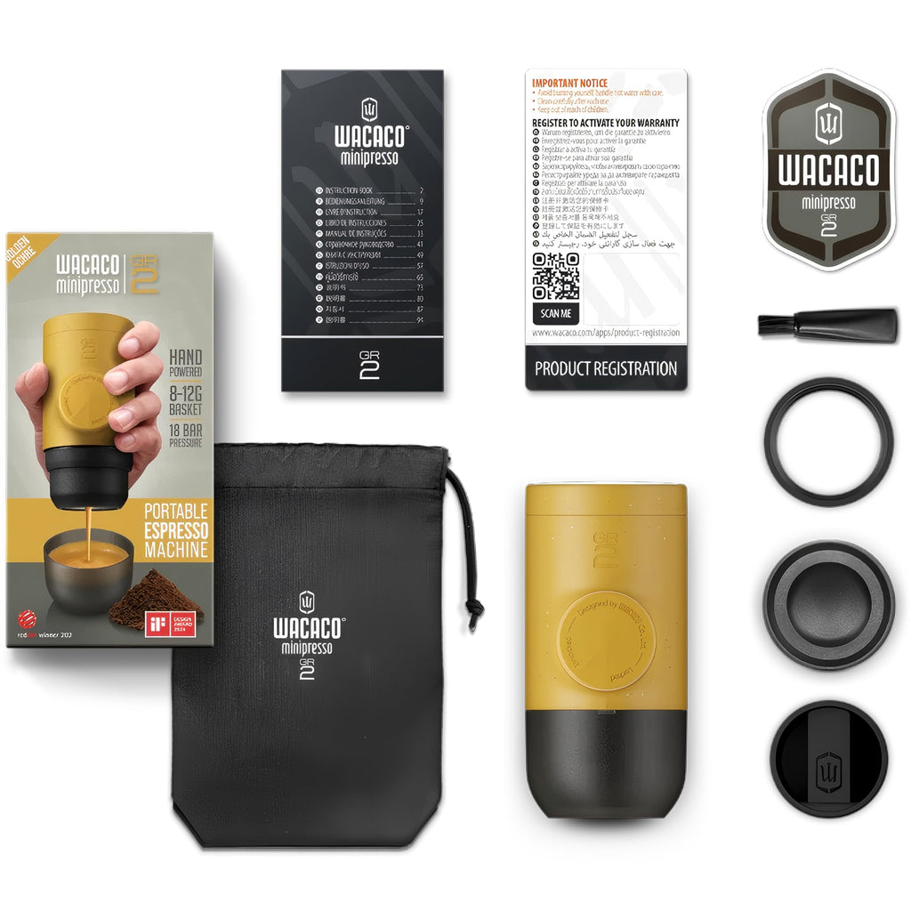 WACACO Portable Coffee Maker for Outdoor Compatible Ground Coffee, Manually Operated Espresso Maker, Espresso Machine Coffee On The Go, Ultra-Small (Gray Olive)