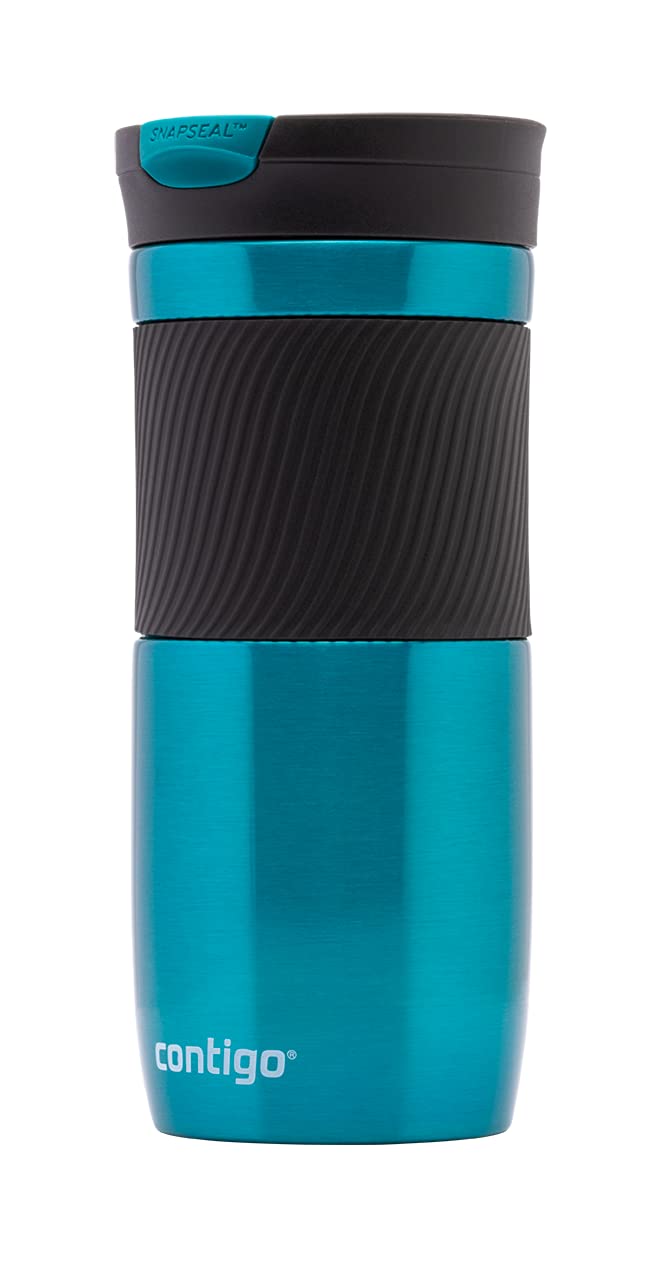 Robertino travel  travel mug with black grip and lid on a white background