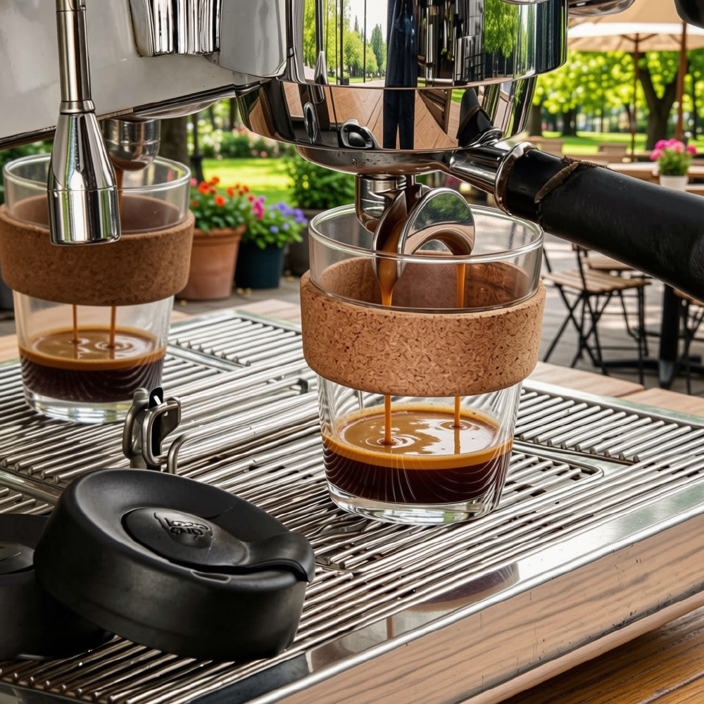 KeepCup Brew Cork - Reusable Coffee Cup Tempered Glass and Natural Cork, Extra Small 6oz/177ml - Daybreak
