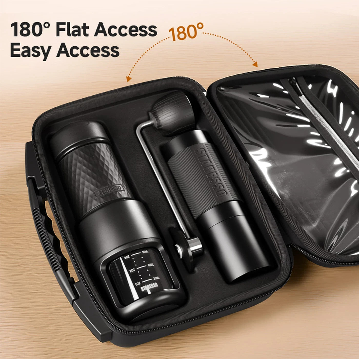 Portable Espresso Maker Kit Manual Coffee Grinder Travel Case Outdoor Set