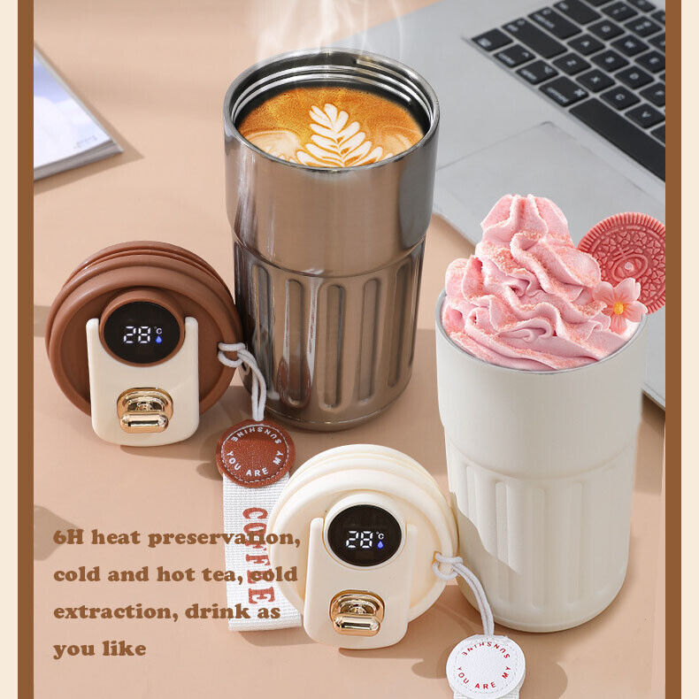 Smart Leakproof Insulated Thermal Travel Stainless Steel Coffee Mug Cup Flask UK