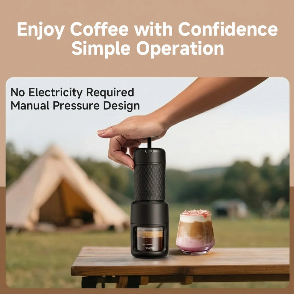 Portable Espresso Maker Kit Manual Coffee Grinder Travel Case Outdoor Set
