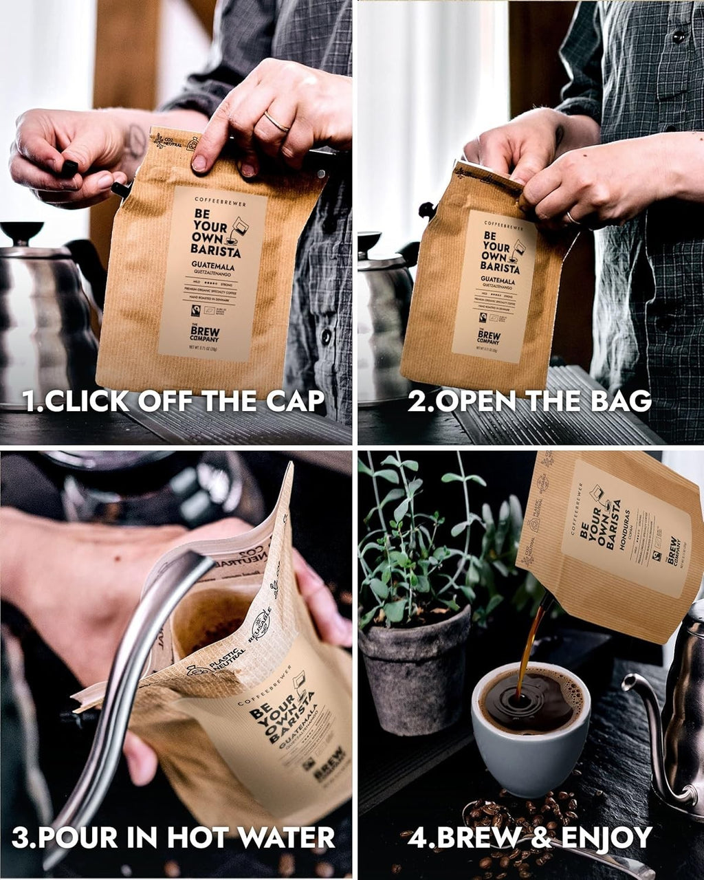 Compact Coffee Travel Set with 3 Hand-Roasted Organic Blends - Anytime Enjoyment