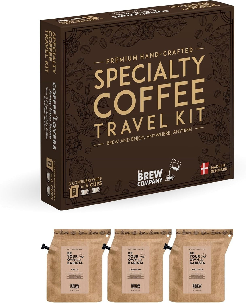 Compact Coffee Travel Set with 3 Hand-Roasted Organic Blends - Anytime Enjoyment