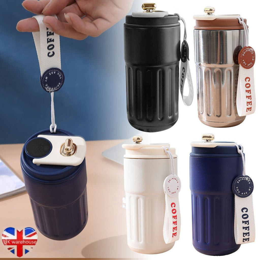 Smart Leakproof Insulated Thermal Travel Stainless Steel Coffee Mug Cup Flask UK